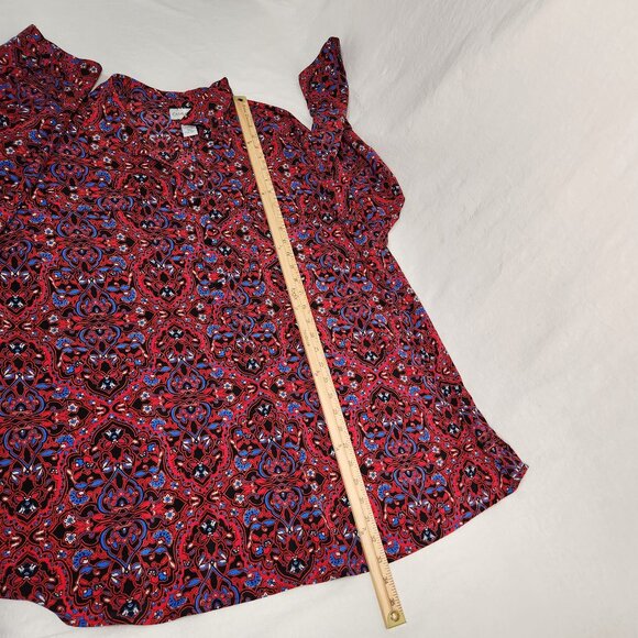CATHERINES Preppy Multicolor Floral Roll Tab Shirt Tunic Top Size 4X New No Tag! - Picture 14 of 16